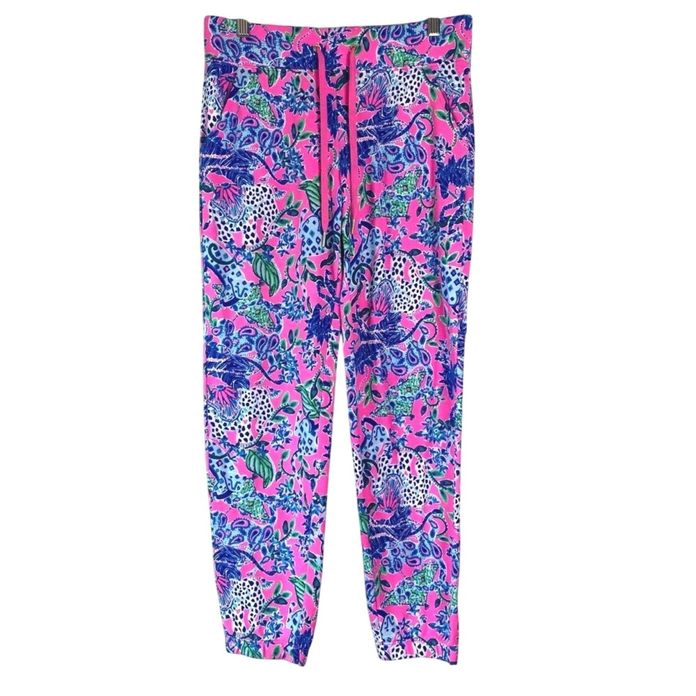Lilly Pulitzer Womens Pants S Mallie Jogger Plumeria Pink Preppy Coastal Travel